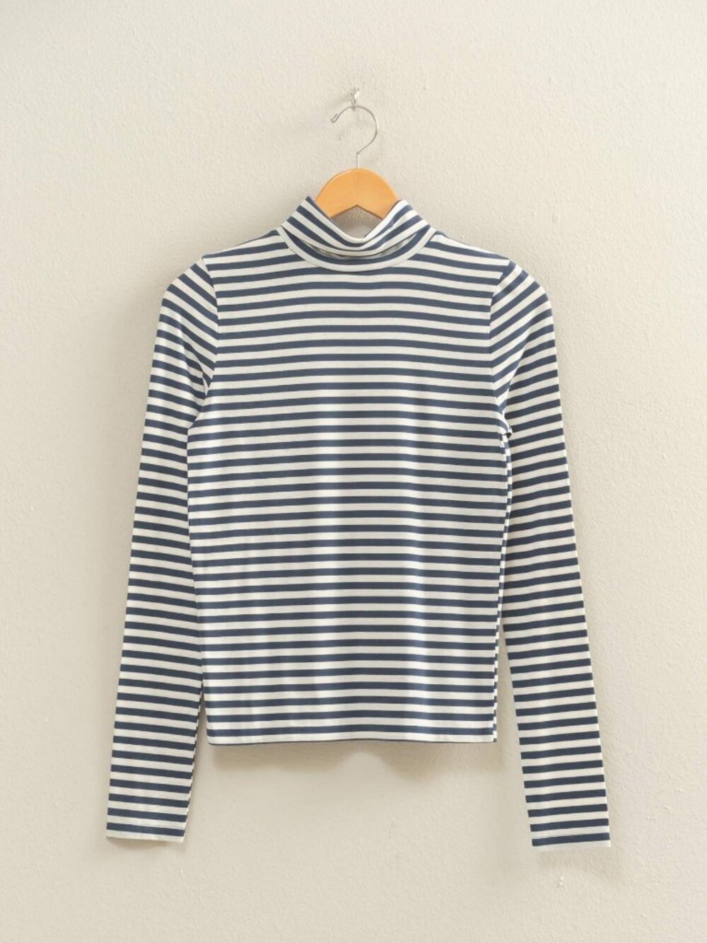 Nautical Striped Turtleneck Top